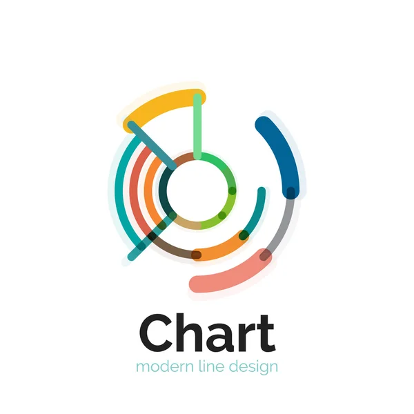 Thin line chart logo design. Graph icon modern colorful flat style — Stock Vector