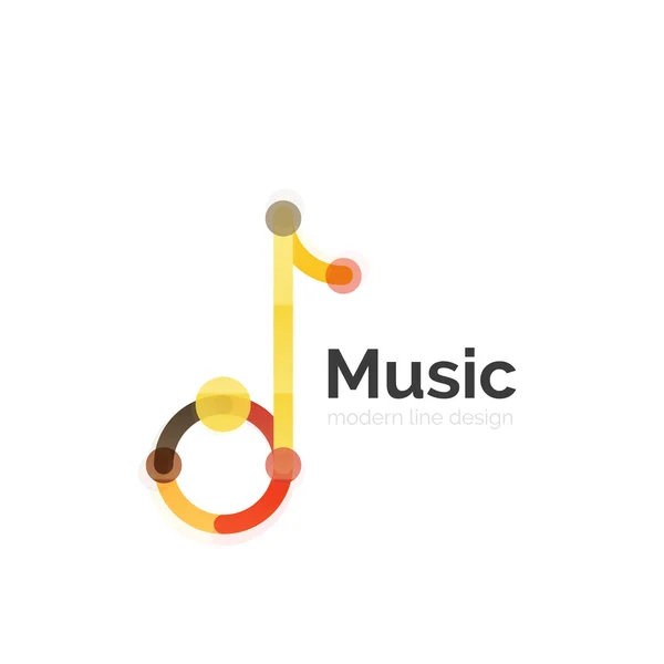 Music note logo, flat thin line geometric design — Stock Vector