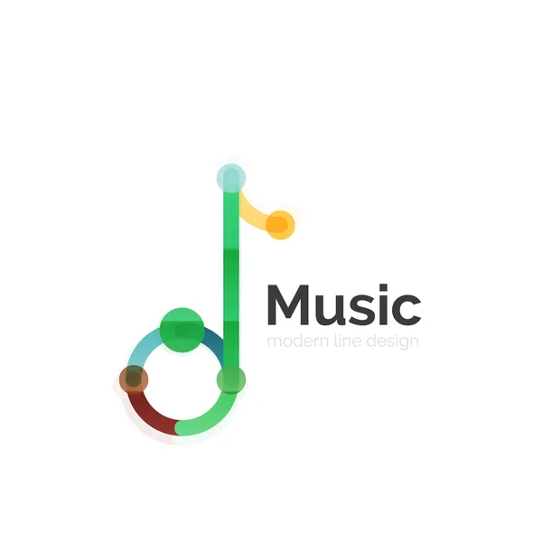 Logotipo de nota musical, diseño geométrico plano de línea delgada — Archivo Imágenes Vectoriales