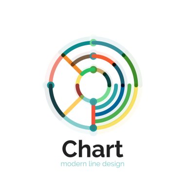 İnce bir çizgi grafik logo tasarımı. Grafik simge modern renkli düz stil