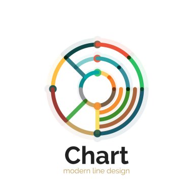 İnce bir çizgi grafik logo tasarımı. Grafik simge modern renkli düz stil