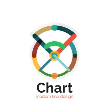 İnce bir çizgi grafik logo tasarımı. Grafik simge modern renkli düz stil