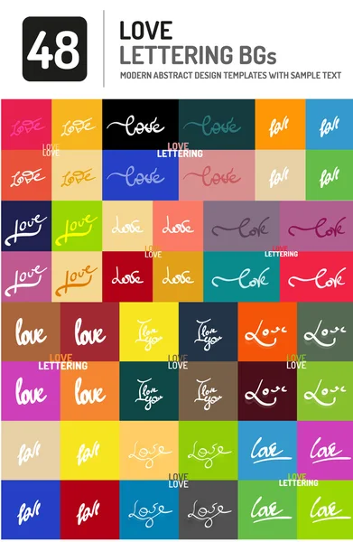 Set of love word lettering design — Stock Vector