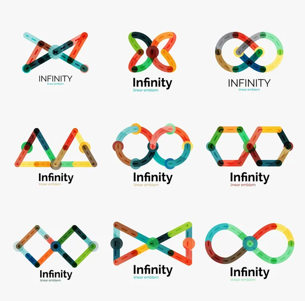 Vektor-Infinity-Logo-Set, flache bunte Symbole — Stockvektor