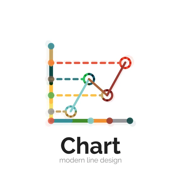 Design sottile del logo grafico a linee. icona del grafico moderno stile piatto colorato — Vettoriale Stock