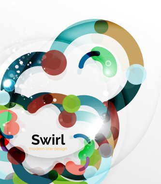 Renkli düz tasarım arka plan. Girdap ve daire beyaz çizgiler şeklinde