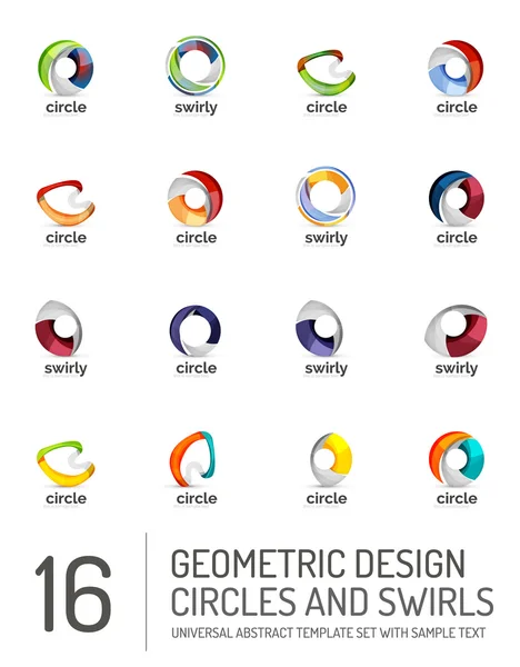 Geometric abstract circles and swirls icon set — Stock Vector