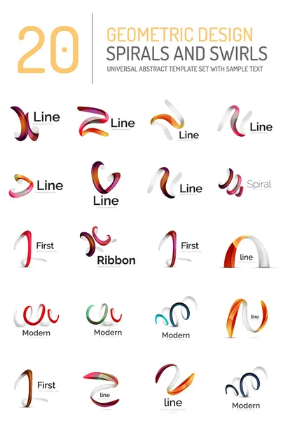 Logo collection, ribbon waves, swirls, spirals — Stock Vector