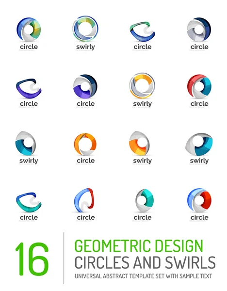 Conjunto de iconos geométricos abstractos de círculos y remolinos — Archivo Imágenes Vectoriales