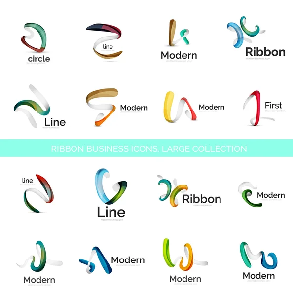Vector line ribbon logo set — Stock Vector