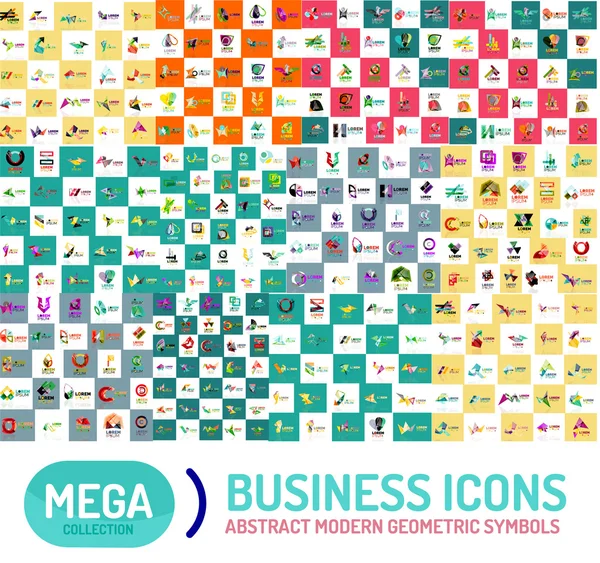 Logo mega set, abstracte geometrische business pictogramserie — Stockvector
