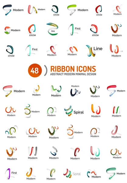 Vector line ribbon logo set — Stock Vector