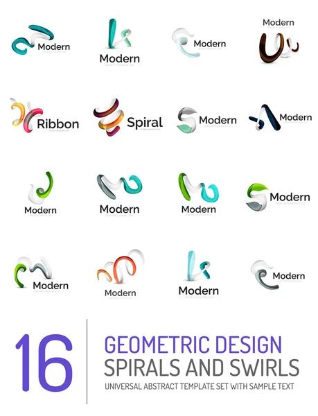 Logo collection, ribbon waves, swirls, spirals — Stock Vector