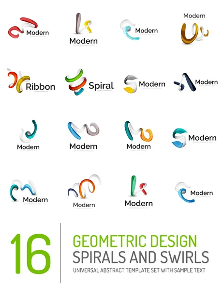 Logo collection, lint golven, dwarrelt, spiralen — Stockvector