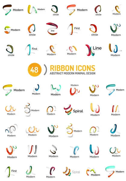 Vektor Line Ribbon Logo Set — Stockvektor