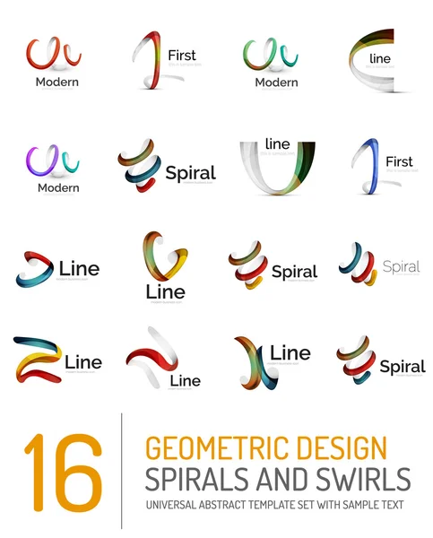 Logo collection, ribbon waves, swirls, spirals — Stock Vector