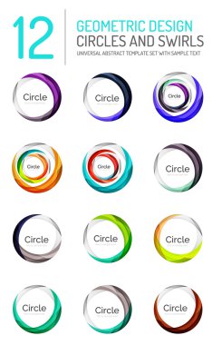 Soyut swirls ve daireler, logo koleksiyonu kümesi