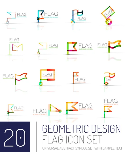 Conjunto de logotipo do ícone da bandeira, design linear —  Vetores de Stock