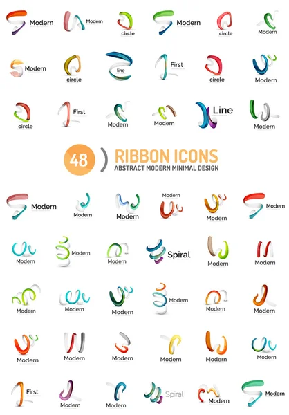 Vector line ribbon logo set — Stock Vector