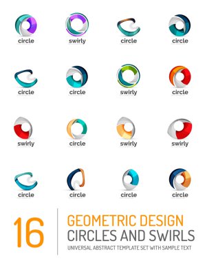 Geometrik soyut daireler ve swirls Icon set