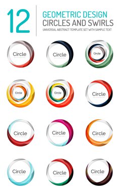 Soyut swirls ve daireler, logo koleksiyonu kümesi