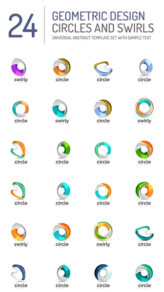 Geometric abstract circles and swirls icon set — Stock Vector