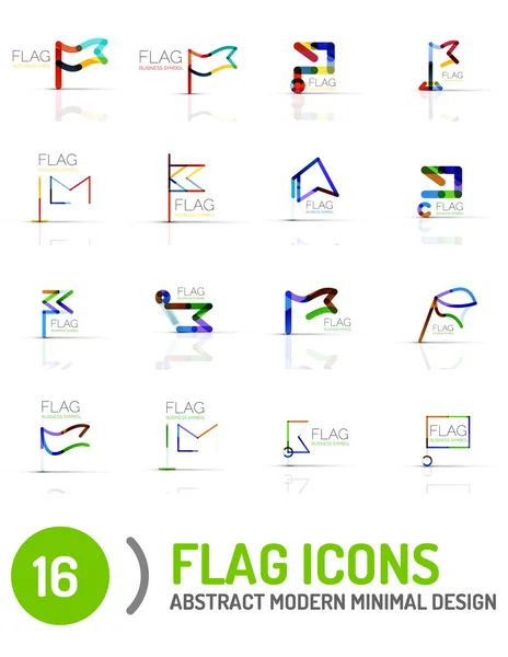 Conjunto de logotipo do ícone da bandeira, design linear — Vetor de Stock