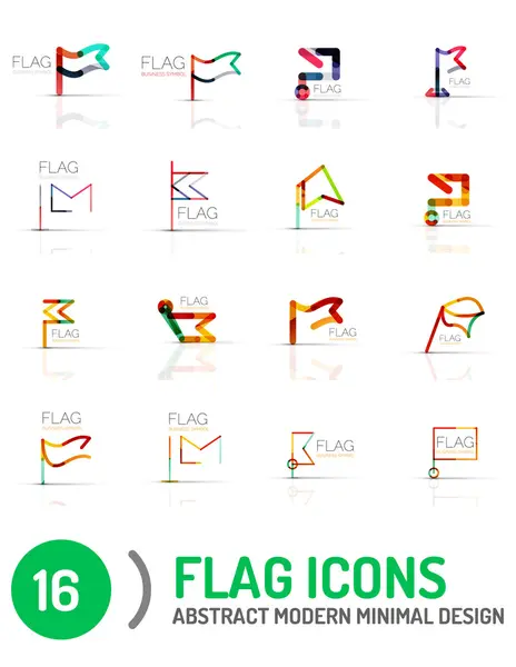 Flaggensymbol Logo Set, lineares Design — Stockvektor