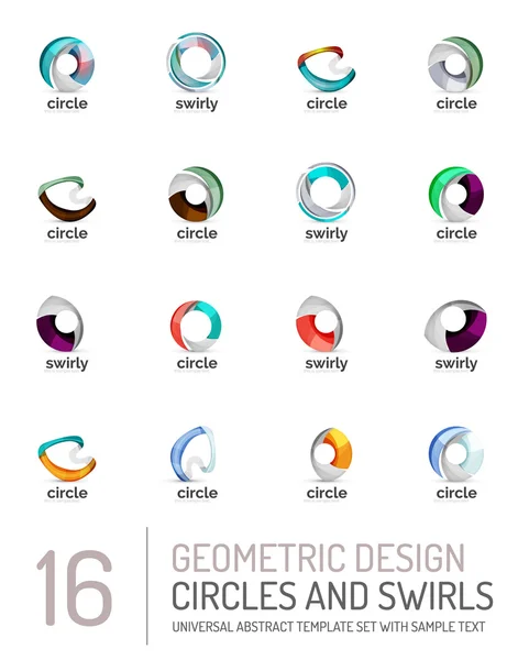 Ensemble de tourbillons et cercles abstraits, collection de logo — Image vectorielle