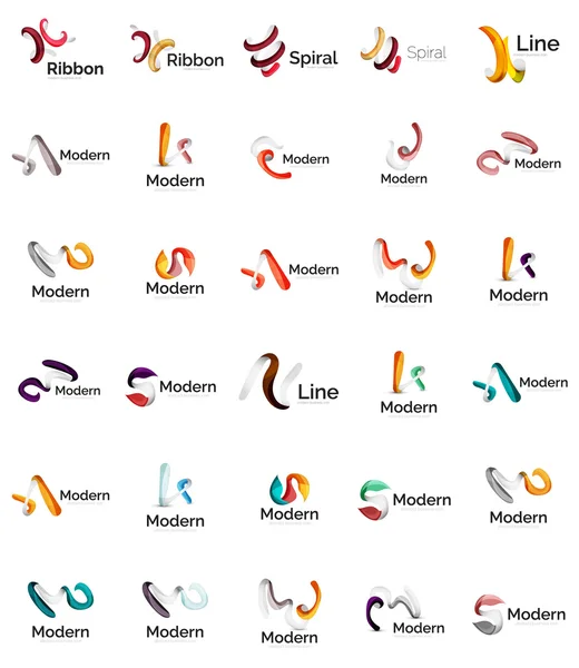 Ensemble d'icônes abstraites du logo du ruban — Image vectorielle