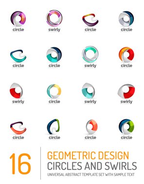 Geometrik soyut daireler ve swirls Icon set
