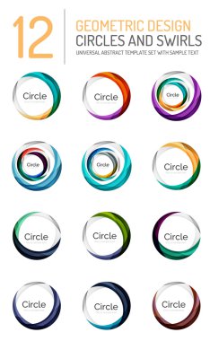 Soyut swirls ve daireler, logo koleksiyonu kümesi