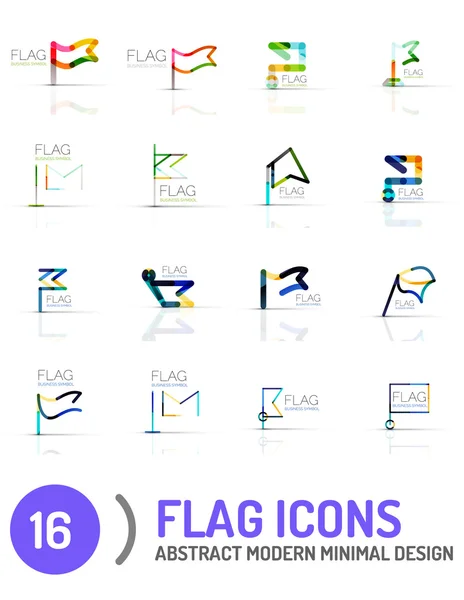 Vlag pictogram logo set, lineaire ontwerp — Stockvector