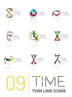 Geometrik saat ve saat Icon set