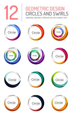 Soyut swirls ve daireler, logo koleksiyonu kümesi