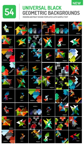 Mega collectie van zwarte geometrische vorm composities — Stockvector