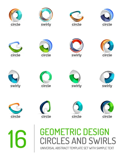 Ensemble d'icônes géométriques abstraites et tourbillons — Image vectorielle