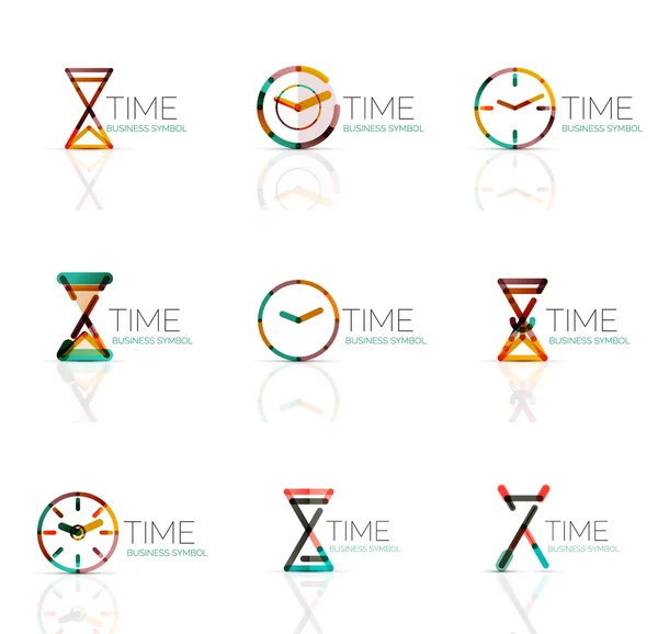 Геометрические часы и набор значков времени — стоковый вектор
