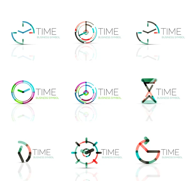 Geometric clock and time icon set — Stock Vector