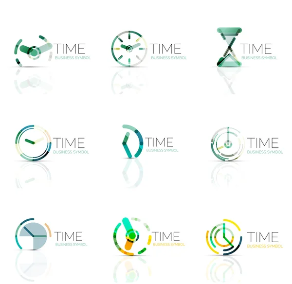 Horloge géométrique et icône de temps ensemble — Image vectorielle