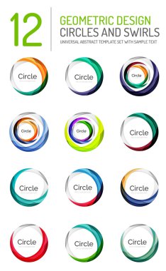 Soyut swirls ve daireler, logo koleksiyonu kümesi