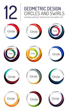 Soyut swirls ve daireler, logo koleksiyonu kümesi