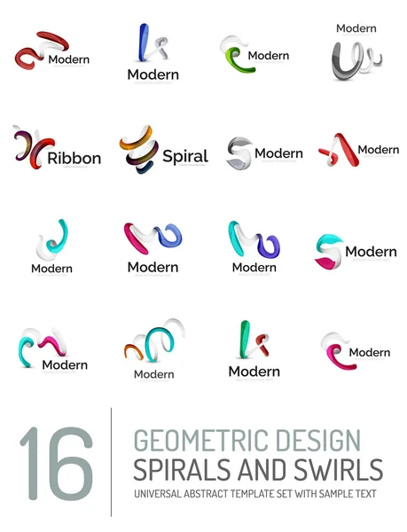 Logo collection, vagues de ruban, tourbillons, spirales — Image vectorielle