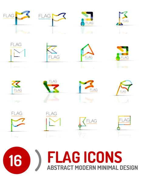 Vlag pictogram logo set, lineaire ontwerp — Stockvector