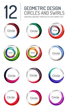 Soyut swirls ve daireler, logo koleksiyonu kümesi
