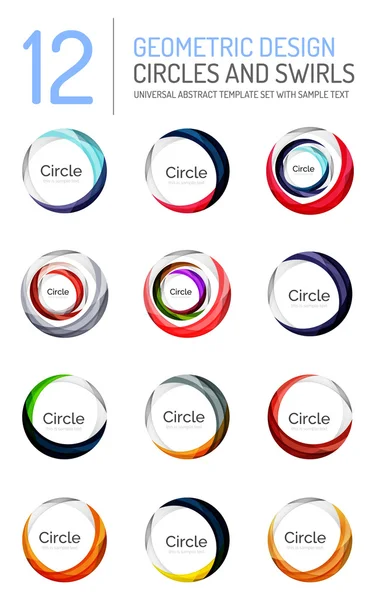 Aantal abstracte wervelingen en cirkels, logo collectie — Stockvector