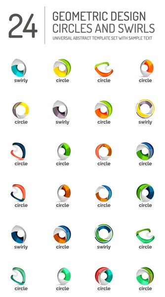 Geometric abstract circles and swirls icon set — Stock Vector