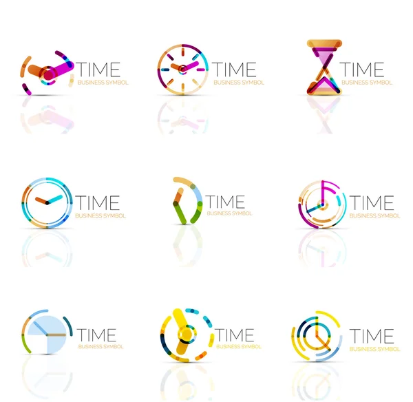 Horloge géométrique et icône de temps ensemble — Image vectorielle