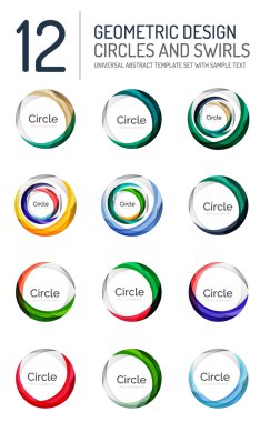 Soyut swirls ve daireler, logo koleksiyonu kümesi