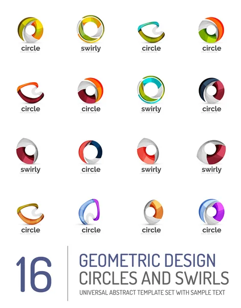Ensemble d'icônes géométriques abstraites et tourbillons — Image vectorielle